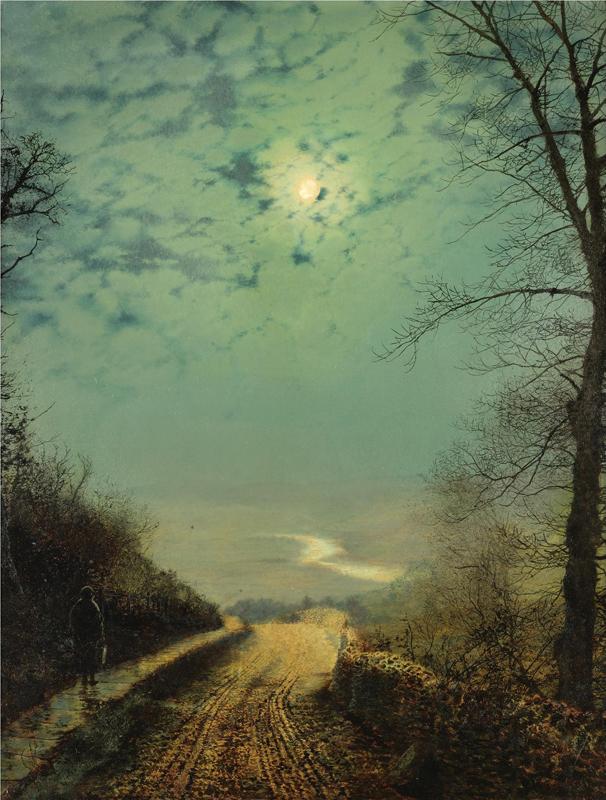 A WET ROAD BY MOONLIGHT, WHARFEDALE