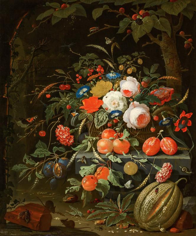 Abraham Mignon - Bloemen en vruchten
