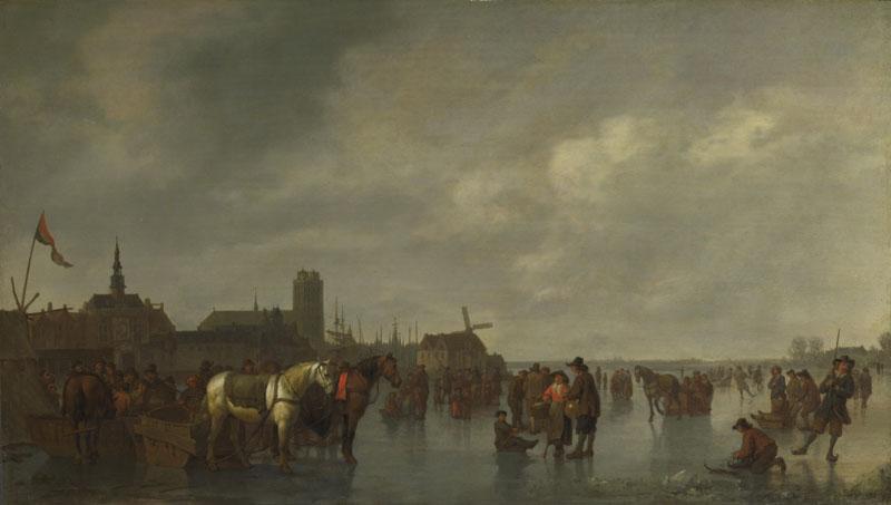 Abraham van Calraet - Scene on the Ice outside Dordrecht