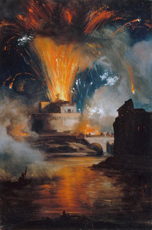 Achille Etna Michallon -- Fireworks at the Castel Sant Angelo