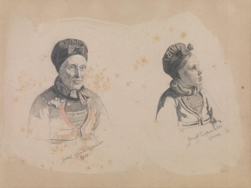Adolph Tidemand - Gjertrud Skjonne and Gunhild Torstensdatter Skjonne