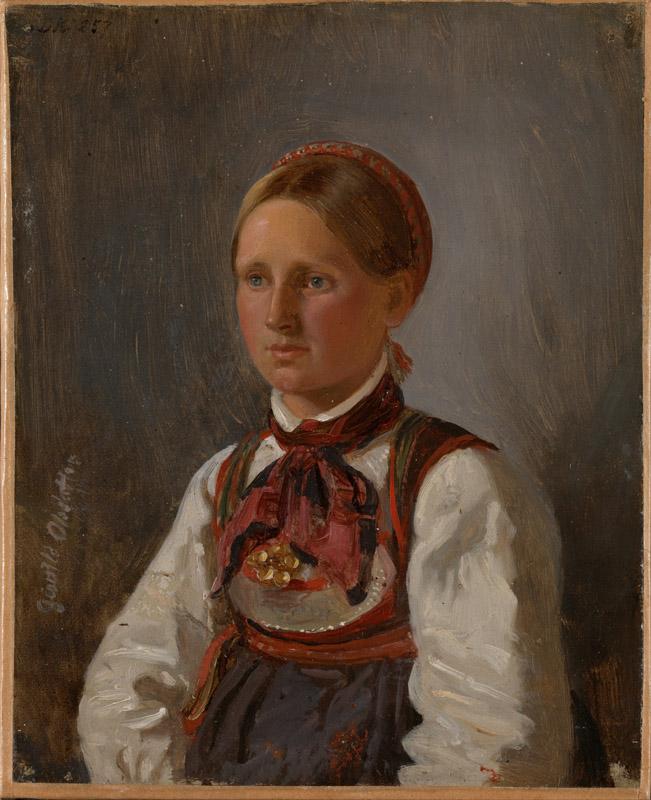 Adolph Tidemand - Portrait of Gunild Olsdatter from Tinn