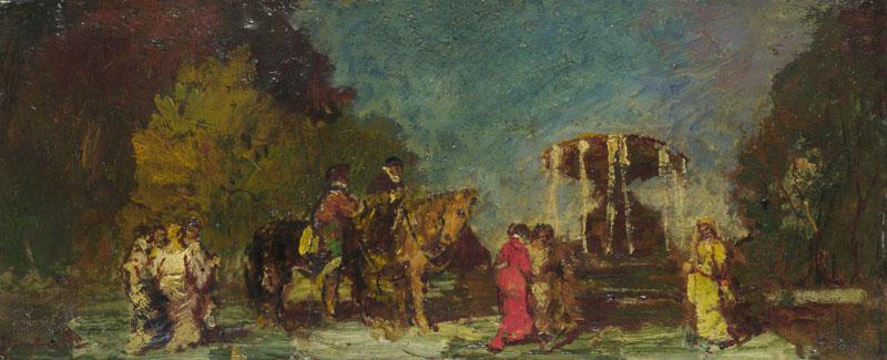 Adolphe Monticelli - Fountain in a Park