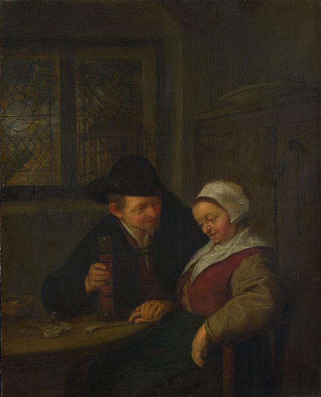 Adriaen van Ostade - A Peasant courting an Elderly Woman