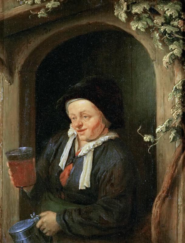 Adriaen van Ostade -- Woman at the Window with Jug and Beer Glass