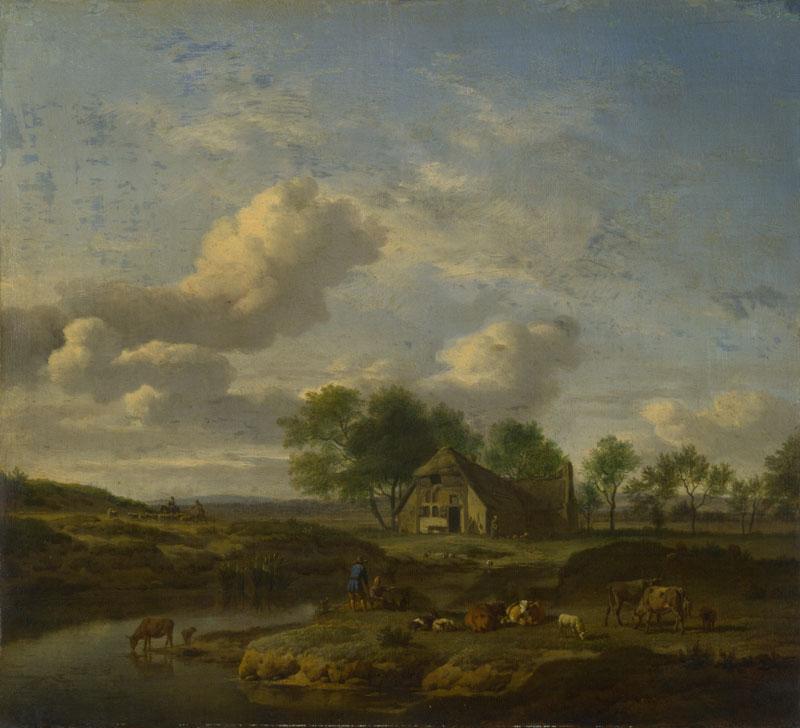Adriaen van de Velde - A Landscape with a Farm by a Stream