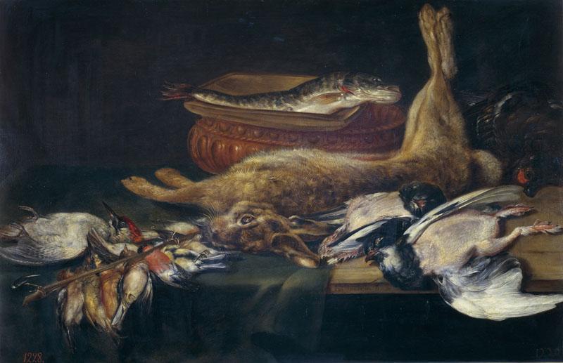 Adriaenssen, Alexander-Bodegon liebre, pajaros muertos y pescados-60 cm x 91 cm