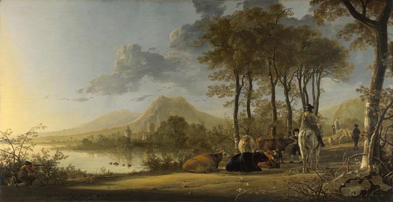 Aelbert Cuyp - River Landscape with Horseman and Peasants