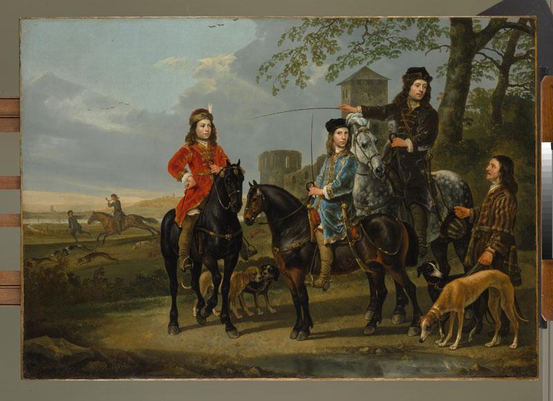 Aelbert Cuyp--Equestrian Portrait of Cornelis and Michiel Pompe van Meerdervoort with Their Tutor and Coachman