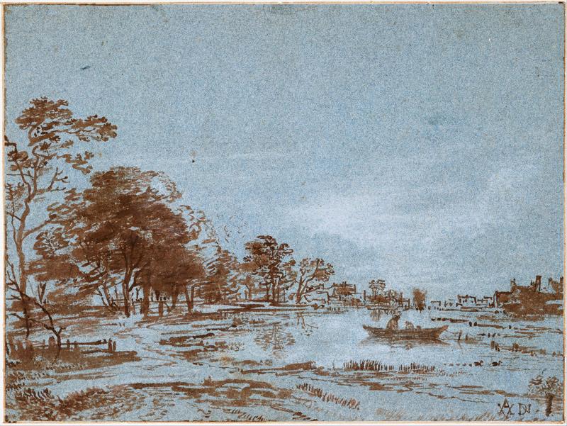 Aert van der Neer (1604-1677)-River Landscape by Moonlight, c