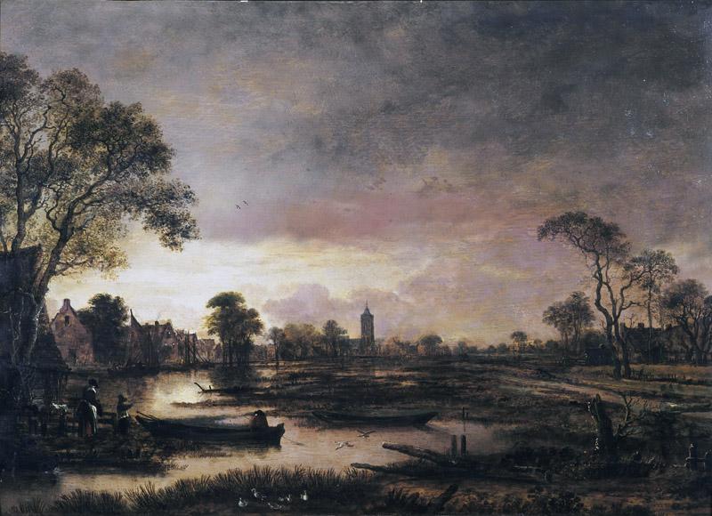 Aert van der Neer - River Landscape