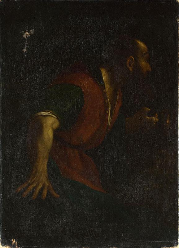 After Guercino - A Bearded Man holding a Lamp