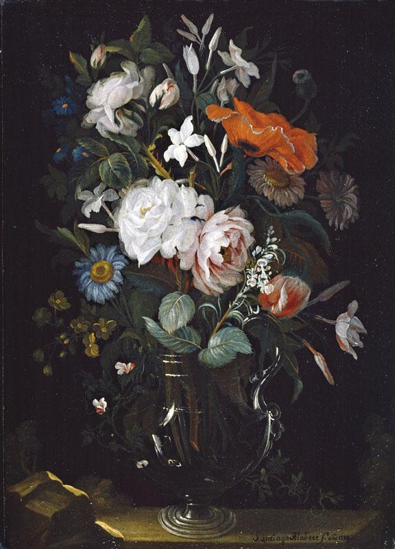 Alabert, Santiago-Floreros con rosas y jazmines-42 cm x 30 cm