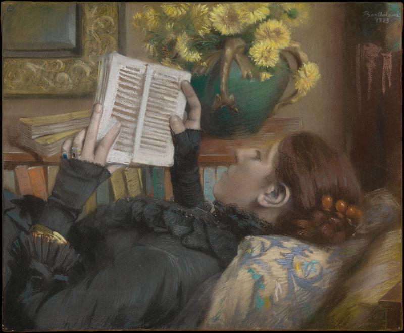 Albert Bartholome--The Artist Wife (Perie, 1849-1887) Reading