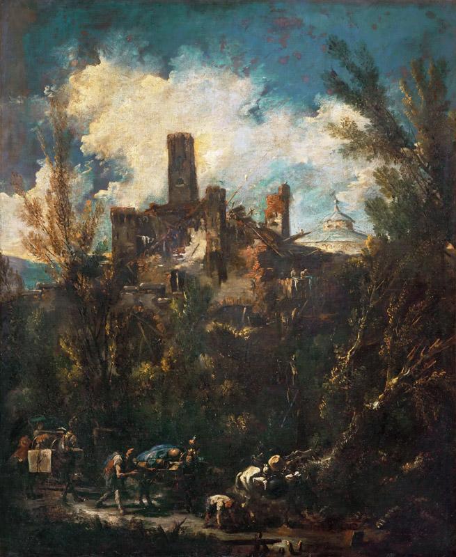 Alessandro Magnasco -- The Muleteer, or Landscape with Castle