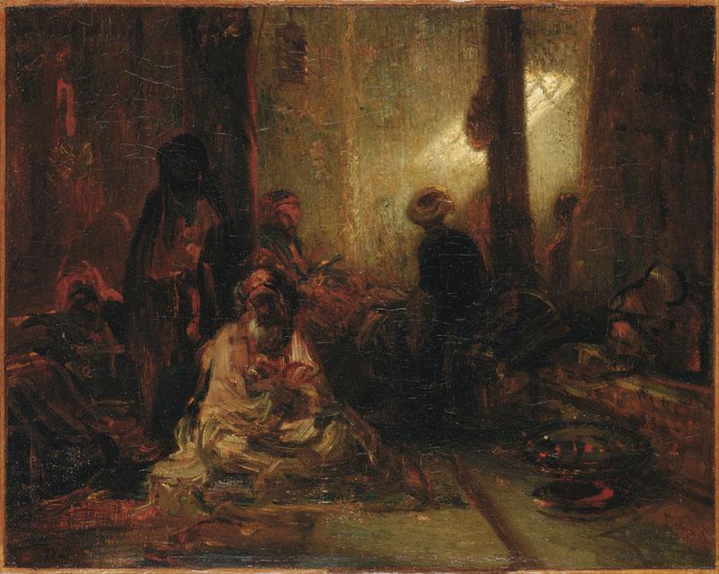 Alexandre-Gabriel Decamps (1803-1860)-Interior of a Turkish Cafe