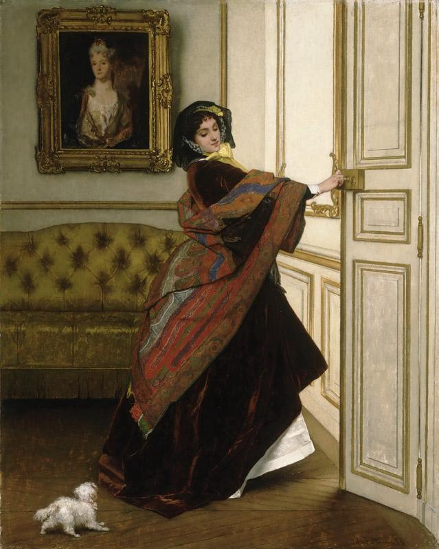 Alfred-Emile-Leopold Stevens, Belgian, 1823-1906 -- Departing for the Promenade (Will You Go Out with Me, Fido)