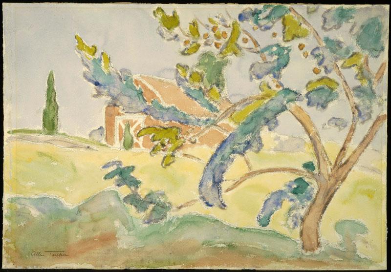 Allen Tucker (1866-1939)-Tree and Barn