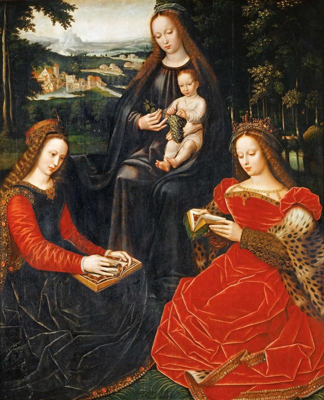 Ambrosius Benson (c. 1495-before 1550) -- Virgin and Child with Saints Catherine of Alexandria and Barbara