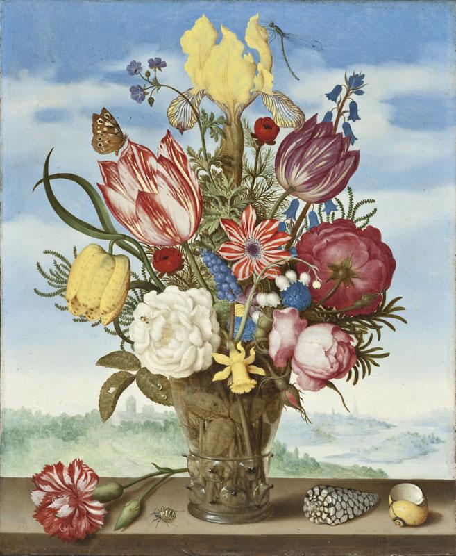 Ambrosius Bosschaert - Bouquet of Flowers on a Ledge