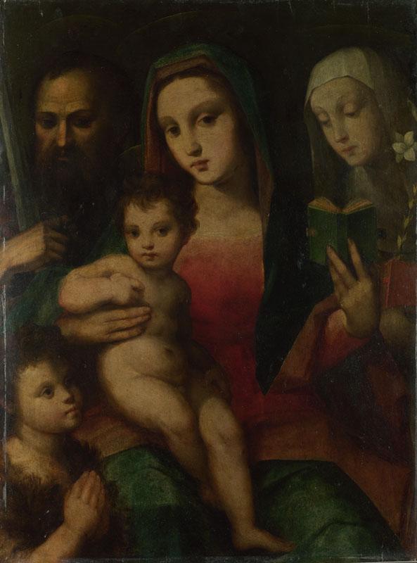 Andrea and Raffaello del Brescianino - The Madonna and Child with Saints