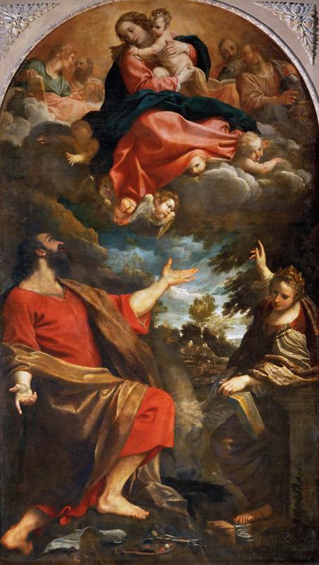 Annibale Carracci (1560-1609) -- Apparition of the Virgin to Saint Luke and Saint Catherine of Alexandria