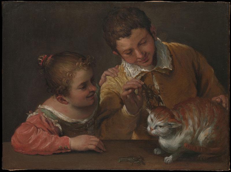 Annibale Carracci--Two Children Teasing a Cat