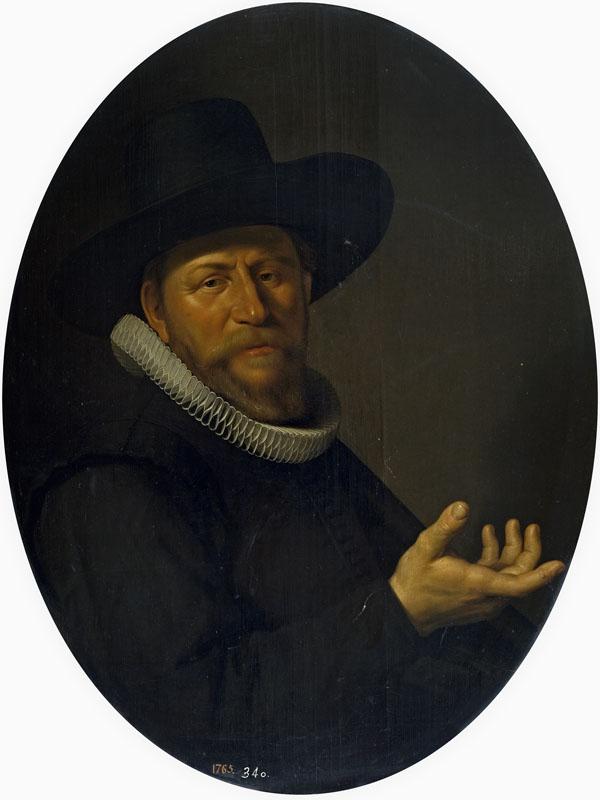 Anonimo (Circulo de Valckert, Werner Jacobsz.)-Retrato de hombre-78 cm x 60 cm