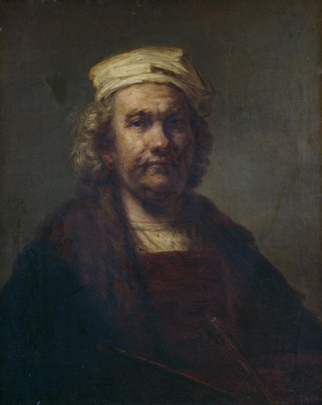 Anonimo (Copia Rembrandt Harmensz. van Rijn)-Autorretrato-81 cm x 65 cm