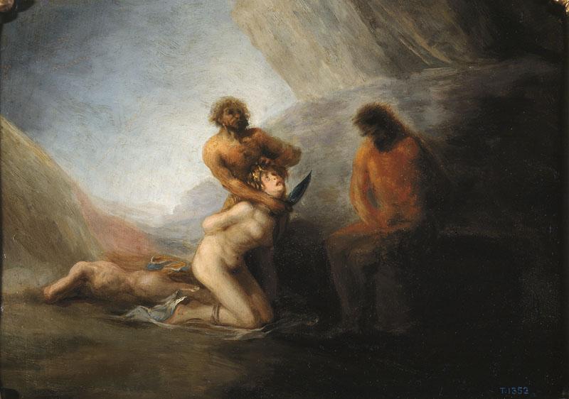 Anonimo (Seguidor de Goya y Lucientes, Francisco de)-La degollacion-29 cm x 41 cm