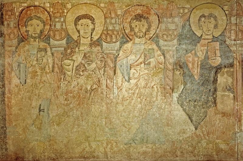 Anonimo-Cuatro apostoles. Pintura mural de la ermita de la Vera Cruz de Maderuelo-190 cm x 274 cm