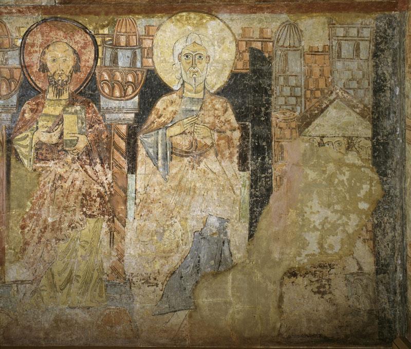 Anonimo-Dos apostoles. Pintura mural de la ermita de la Vera Cruz de Maderuelo-185 cm x 220 cm