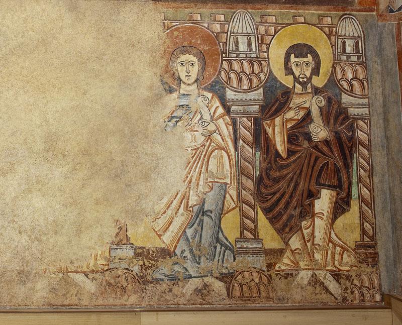 Anonimo-Dos apostoles. Pintura mural de la ermita de la Vera Cruz de Maderuelo-186 cm x 252 cm