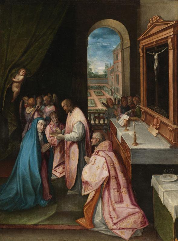 Anonimo-Jesucristo dandole la comunion a la Virgen-161 cm x 118 cm