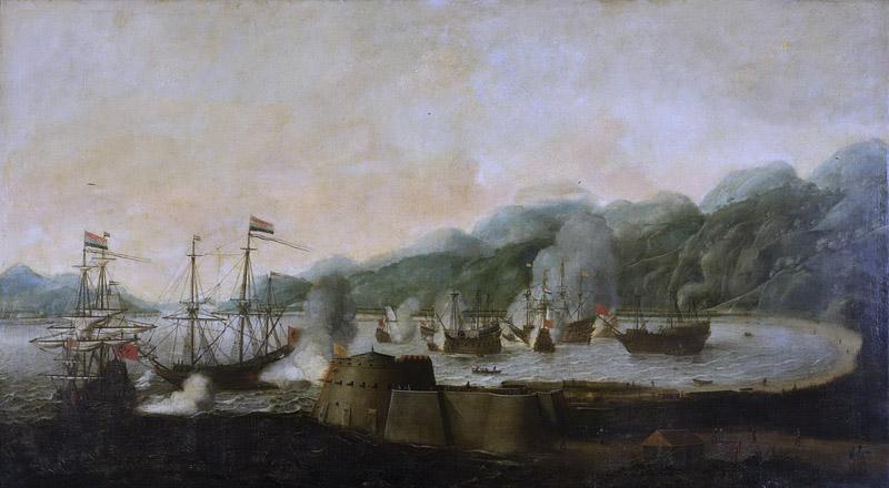 Anthonissen, Hendrick van -- De verrassing van drie Portugese galjoenen in de Baai van Goa, 30 september 1639