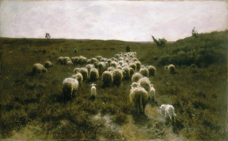 Anton Mauve, Dutch (active Haarlem, Amsterdam, The Hague, and Laren), 1838-1888 -- The Return of the Flock, Laren