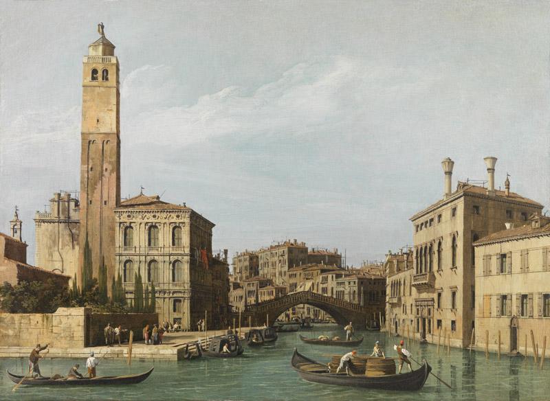 Antonio Canal, called Il Canaletto - Canal View with the Ponte delle Guglie, the Palazzo Labia an