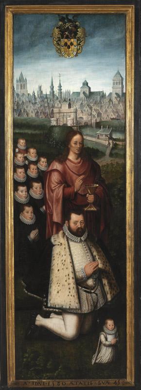 Antoon Claeissens - Portrait of Juan Pardo II and his wives Anna Ingenieulandt and Maria Anchemant 1