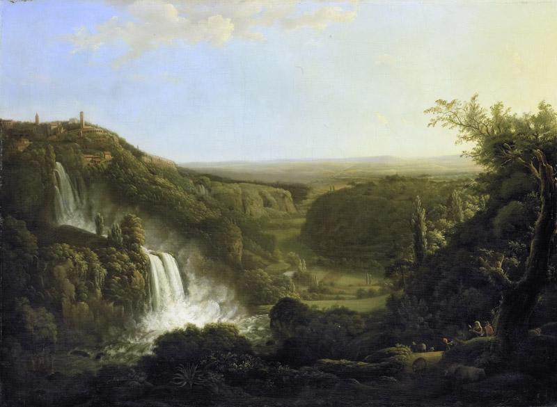 Apostool, Cornelis -- Het dal van de Anio met de watervallen van Tivoli., 1800-1825
