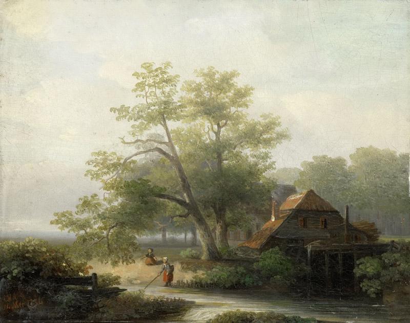 Arends, Lodewijk Hendrik -- Watermolen in een bosachtig landschap, 1854-05-14