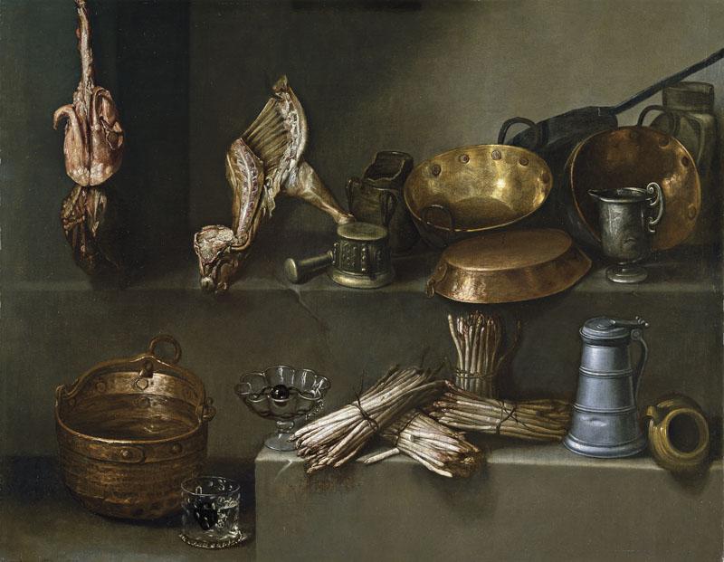 Arias, Ignacio-Bodegon con recipientes de cocina y esparragos-115 cm x 147 cm