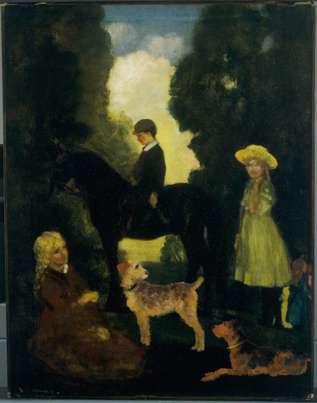 Arthur Bowen Davies (1862-1928)-Children, Dogs and Pony