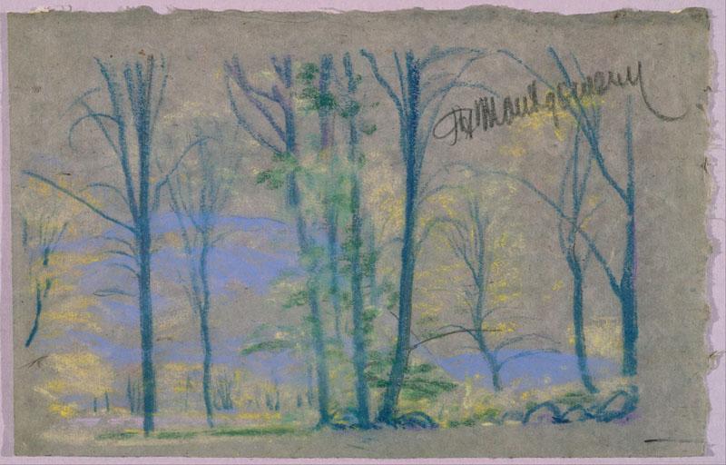 Arthur Bowen Davies (1862-1928)-Landscape with trees from A.B. Davies book, edition