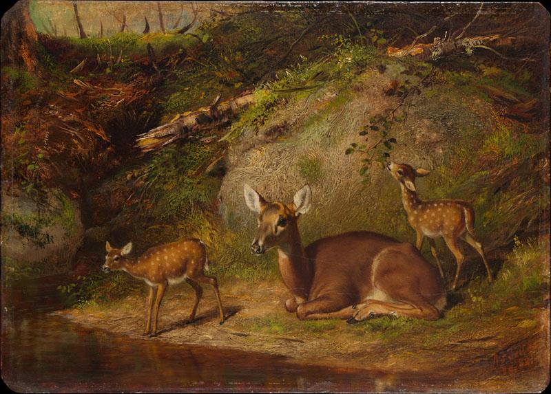 Arthur Fitzwilliam Tait--Doe and Two Fawns