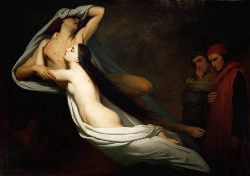 Ary Scheffer (1795-1858) -- The Shades of Francesca da Rimini and Paolo Malatesta Appear