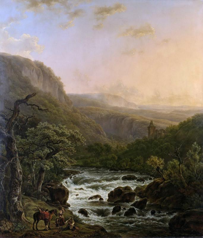 Assche, Henri van -- Rivier in de Ardennen bij zonsondergang, 1821