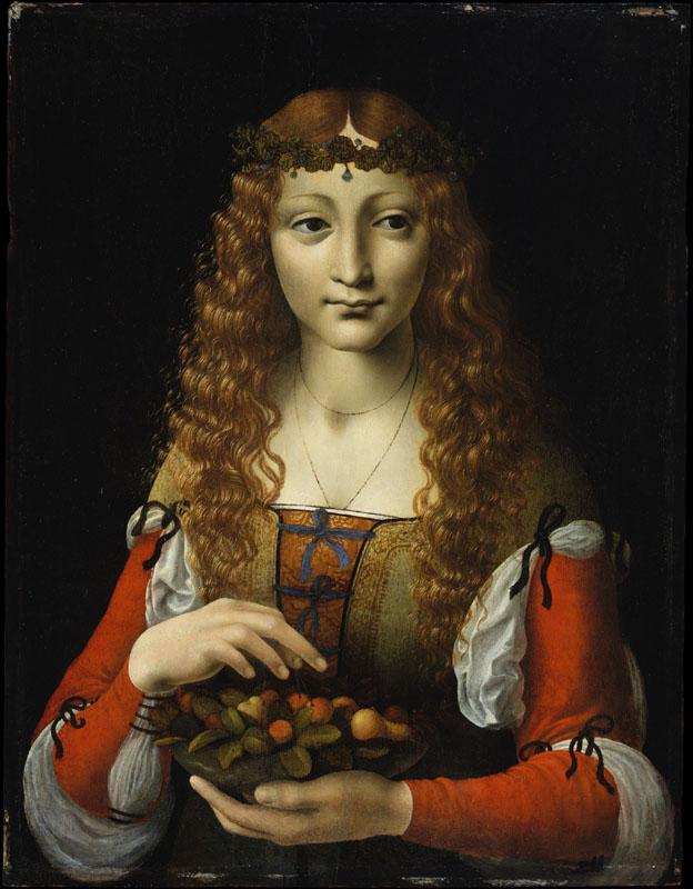 Attributed to Giovanni Ambrogio de Predis--Girl with Cherries