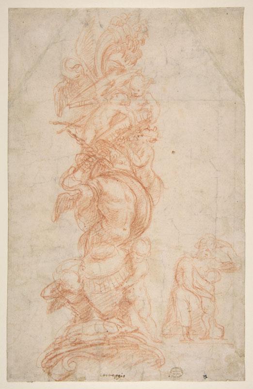 Attributed to Giovanni Antonio da Pordenone--Design for the Decoration of a Pilaster