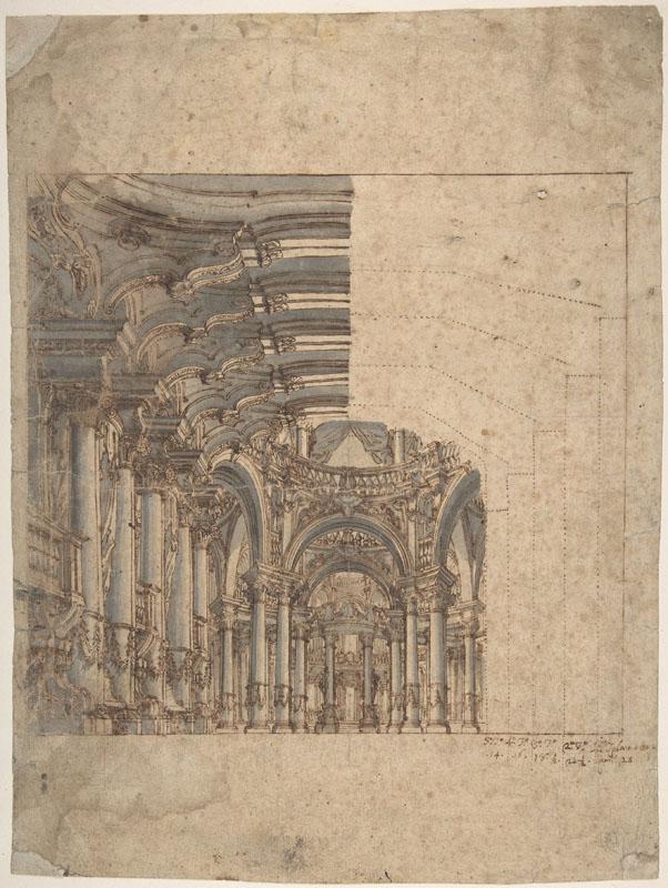 Attributed to Giovanni Maria Galli Bibiena, the Younger--Framed Unfinished Design