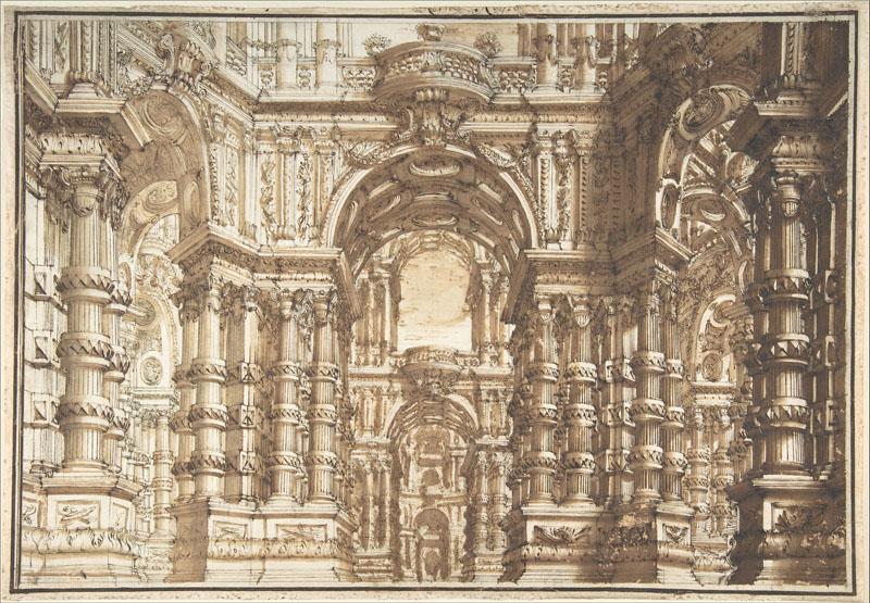 Attributed to Giuseppe Galli Bibiena--Drawing for an Opera Set